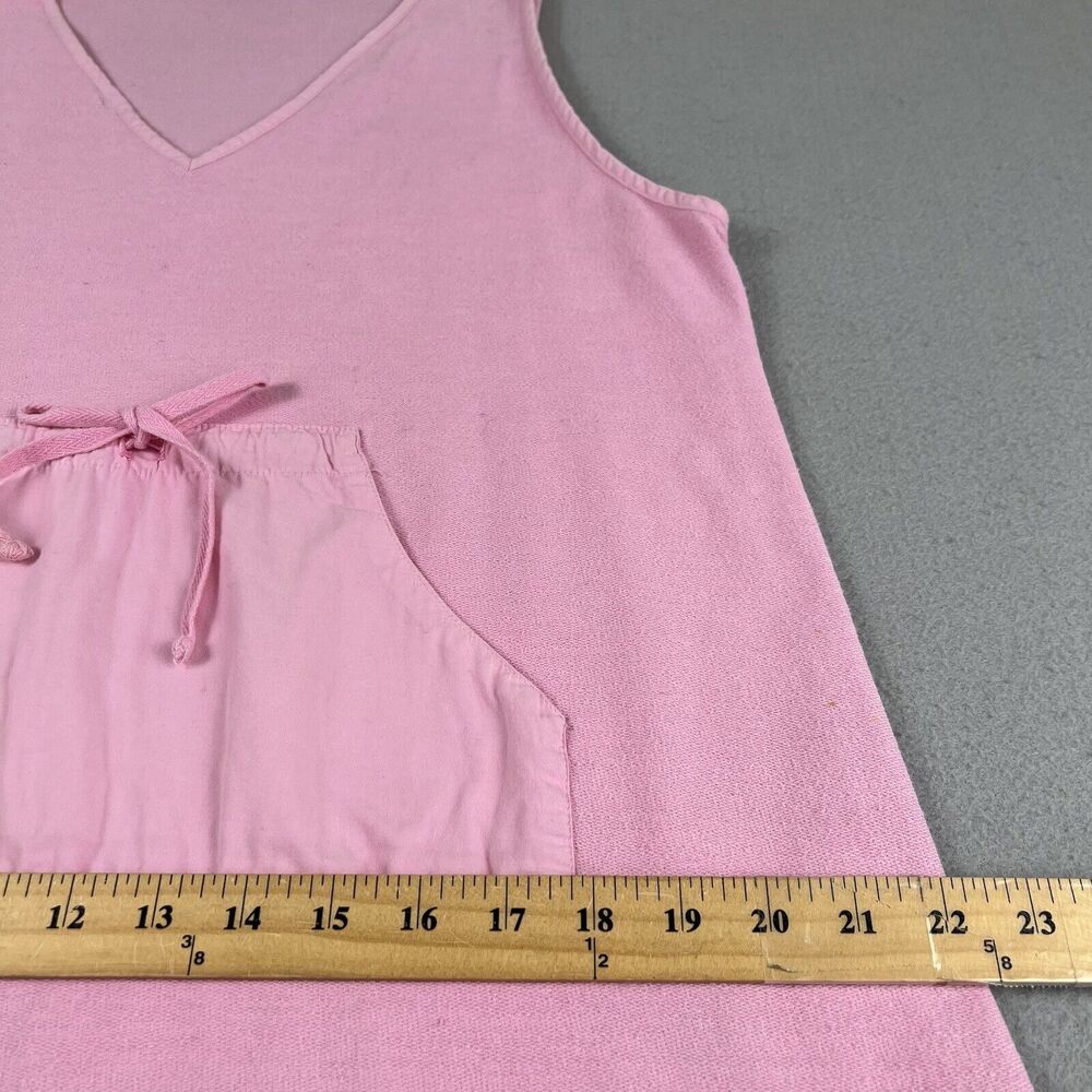 Subtle Tones Pink Cotton‎ Terry V Neck Sleeveless Kangaroo Pocket Midi Dress M - Picture 12 of 16